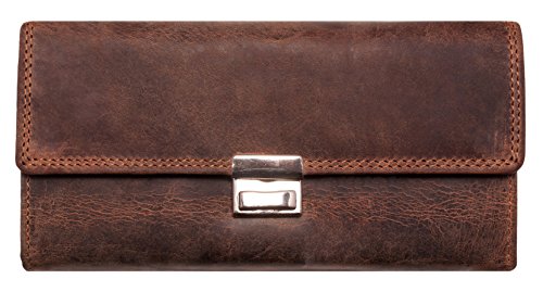 BelleBay Cartera de Cuero para Camarero | Camarero de Profesionales de Cuero Genuino con Aspecto Vintage | Billetera - Monedero | Hombre - Mujer | XXL Grande Capacidad (Marrón)