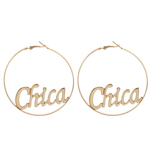 BELTI 1 par de Pendientes de aro Redondos de círculo Grande para Mujer de Moda Baby Chicana Chica Femme