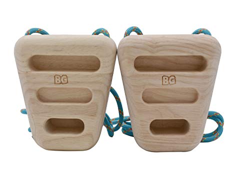 BG Climbing Los únicos anillos de madera de doble cara para escalada en roca | Tabla de colgar compacta y portátil para entrenamiento | Equipo para el hogar para la fuerza de los dedos y la aptitud