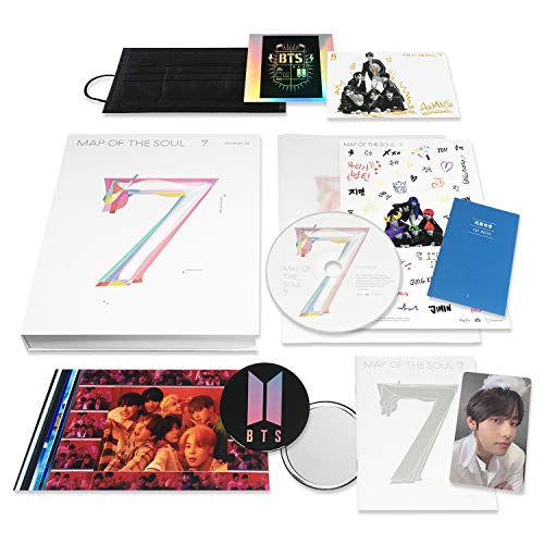 BTS Album - MAP OF SOUL : 7 [ 1 ver. ] CD + Photobook + Lyrics Book + Mini Book + Photocard + Postcard + Sticker + Coloring Paper + OFFICIAL POSTER + FREE GIFT