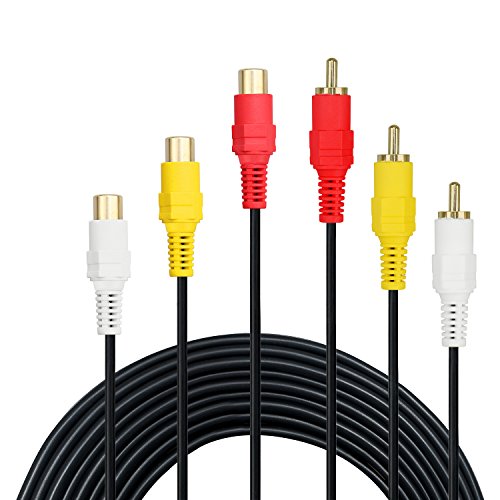 Cable alargador 3 RCA macho a 3 RCA hembra, chapado en oro, ideal para audio y vídeo DVD CD, AV, TV, de Bolongking 3 m.