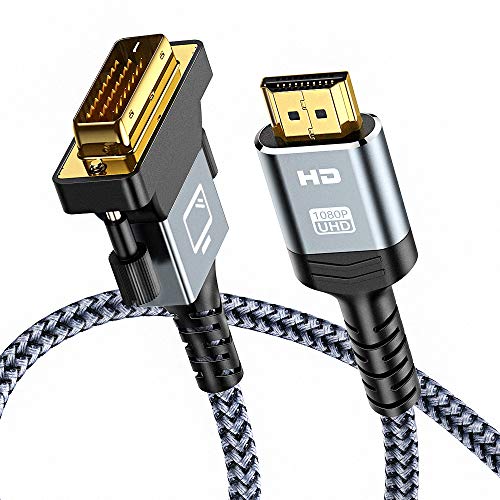 Cable HDMI a DVI 1.8m, Snowkids Bidireccional Cable HDMI DVI Macho, Cable Adaptador de Alta Velocidad Trenza de Nylon HDMI a DVI, Soporte 1080P, 3D para Xb 360,PS4/3,HDTV a DVI-D 24+1 Pin