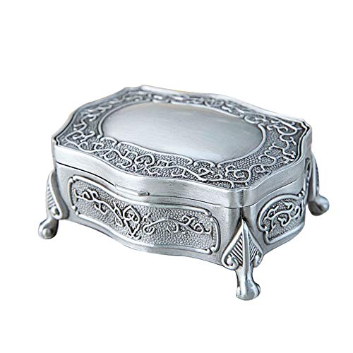 Caja de joyería, Metal creativo caja de joyería retro europea de alta gama pequeños pendientes pulsera caja de almacenamiento -8.7 * 7 * 3.5 cm