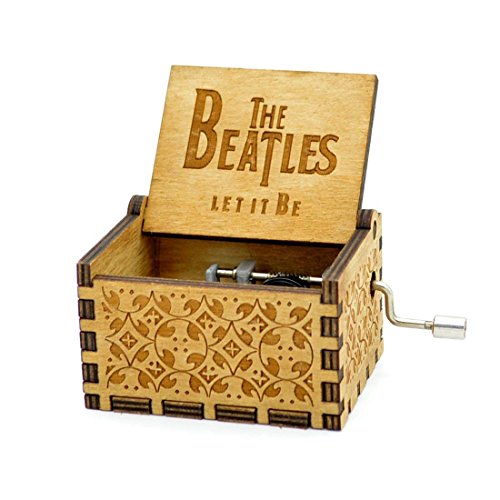 Caja de música de madera tallada antigua：los Beatles