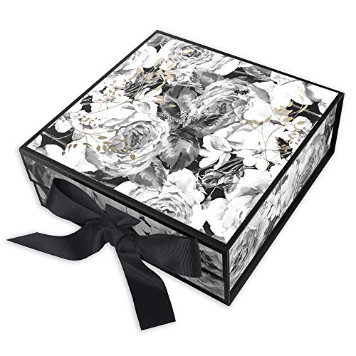 Caja de regalo grande rectangular JIAWEI – 35 x 35 x 13 cm con tapas y cierre magnético para bodas, cumpleaños y baby shower, caja de regalo con una tarjeta de felicitación y papel de pañuelo.