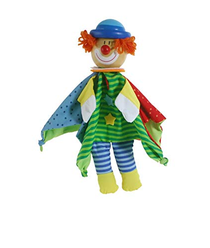 CAL FUSTER - Marioneta de Mano con Cabeza de Madera, Payaso. Medidas: 28x25x6 cm.