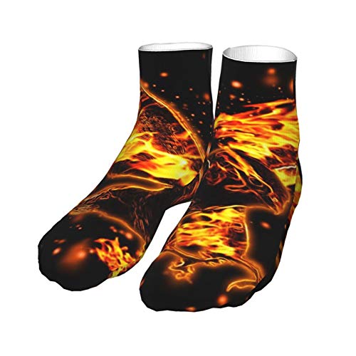 Calcetines unisex 3d Burning Eagle Flight en el cielo negro talón clásico calcetines gruesos calcetines 30 cm para hombres mujeres deportes de invierno entrenamiento de trabajo