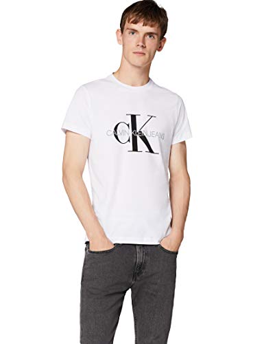 Calvin Klein Iconic Monogram SS Slim tee Camiseta, Blanco (Bright White Yaf), Medium para Hombre