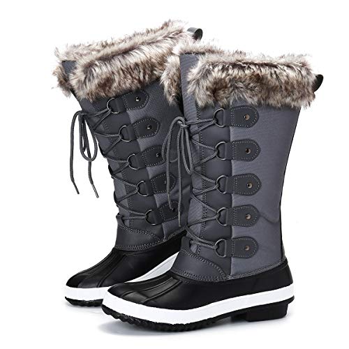 Camfosy Botas de Nieve Mujeres de Invierno,Botas de Lluvia Zapatos de Piel Impermeables Después del esquí Lleno de Calor para niñas Senderismo Caminar