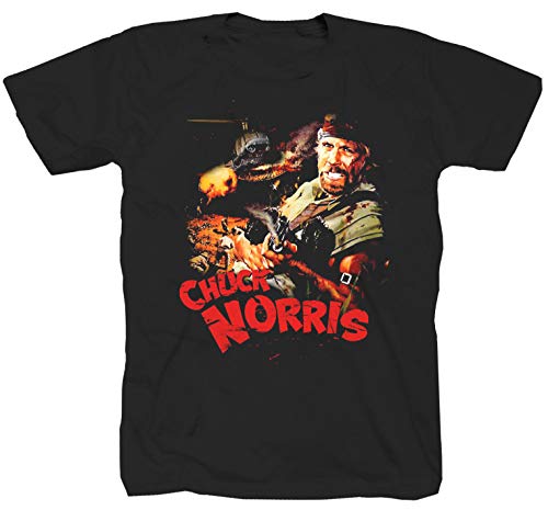 Camiseta Chuck Norris Action Film Rambo Oldschool Bruce Lee Star Hollywood negra Negro M