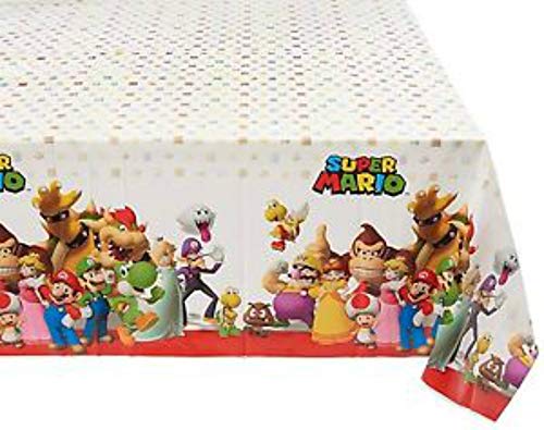 CAPRILO Lote de 2 Manteles Decorativos Infantiles para Mesas Super Mario Bros 137 x 243 cm. Juguetes y Regalos Fiestas de Cumpleaños, Bodas, Bautizos, Comuniones y Eventos.  Decoración Hogar.