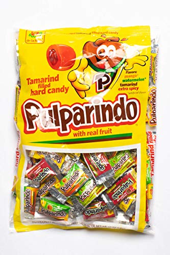 Caramelos Pulparindo - Dulces Mexicanos con relleno Chamoy, Mango y Tamarindo - Bolsa de 68 Piezas