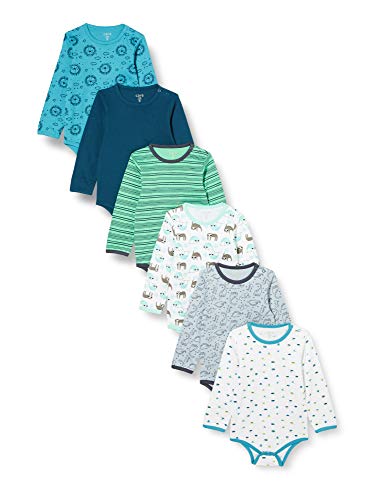 Care 4132 Bodys, Multicolor (Blue Multicolor), 6-9 Months, Pack de 6