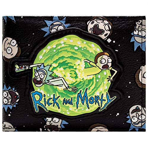 Cartera de Rick and Morty Tiempo Portal de Viajes Pistola Negro