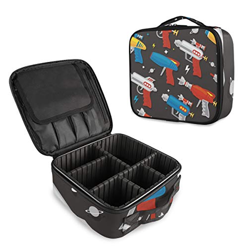 Cartoon Space Ray Gun Supergun - Neceser de Viaje para Maquillaje, Impermeable, Desmontable, Bolsa de Maquillaje, Organizador de artículos de tocador, Bolsa de cosméticos portátil de Tela Oxford