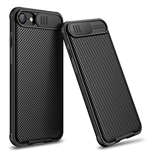 CE-Link Funda para iPhone SE 2020 iPhone 7 iPhone 8 Protección de la Cámara Rígida PC Delgado Ligera Resistente a Impactos Carcasa Anti-Golpes Anti-Arañazos Protectora Caso - Negro