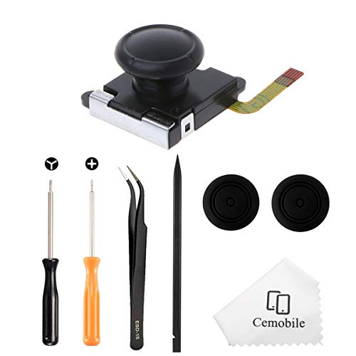 Cemobile 3D L/R Sensor analógico Rocker Stick Joystick Repuesto para NS Nintendo Switch Joy-Con Controller, Reemplazo Vara de Joystick Analógico con herramientas de reparación + 2 tapas de palanca