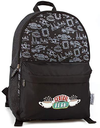 Central Perk Amigos Logo Negro Zip Estilo Mochila Moda