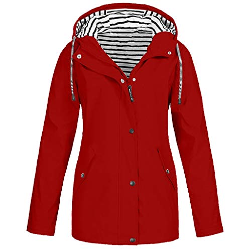 Chaqueta con Capucha para Mujer Color sólido Lluvia Nieve Ropa Deportiva al Aire Libre Abrigo de Talla Grande Chubasquero Impermeable a Prueba de Viento con Capucha