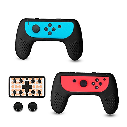CHIN FAI Nintendo Control Joy-con Controles Grip Handles Kits, Paquete de 2 Joy-con Grips Mango para Nintendo Switch con 2 Tapas de Pulgar y Botones de Plástico Kit