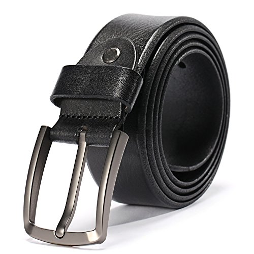Cinturón de cuero HZHY para hombre, con hebilla antiarañazos, ideal para usar con vestimenta informal, vaqueros y ropa de trabajo, hombre, Type 3, 125cm ( Waist 39''- 44'' )