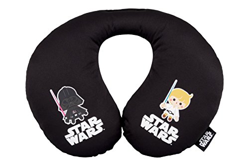 Cojin para coche para niños - en forma de U - Star Wars Saga - Darth Vader - Luke Skywalker – Negro