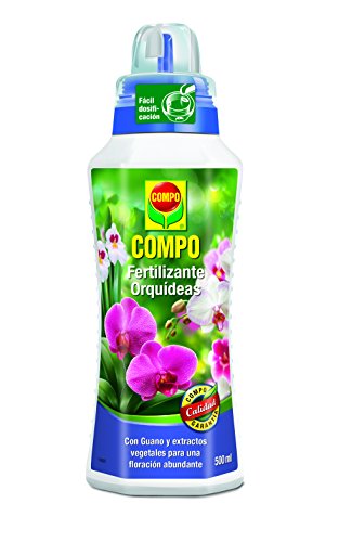 Compo Fertilizante para orquídeas, para Plantas sensibles, con Guano y extractos Vegetales, 500 ml, 23x7x6.3 cm