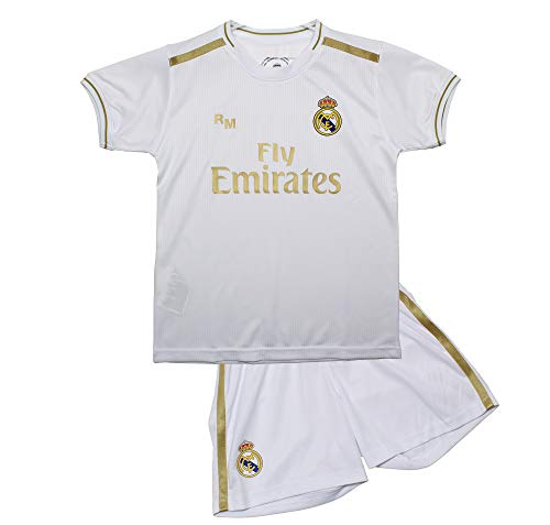 Conjunto Camiseta y pantalón 1ª equipación del Real Madrid - Replica Oficial con Licencia - Dorsal Liso - Niño Talla 4