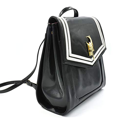 CoolChange Mochila de Sailor M, de Cuero Lacado, Negro