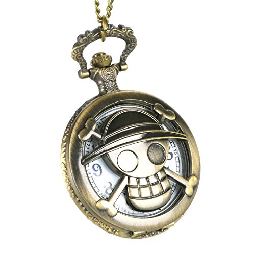 CoolChange Reloj de Bolsillo de One Piece con Jolly Rogers del Equipo de los Sombreros de Paja, Color Cobre