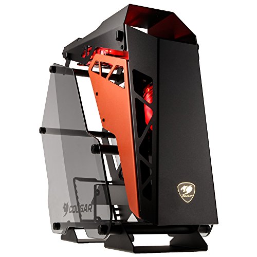 COUGAR Gaming Conquer Midi-Tower Negro, Naranja - Caja de Ordenador (Midi-Tower, PC, Aluminio, Vidrio Templado, Negro, Naranja, ATX,Micro ATX,Mini-ITX, Juego)