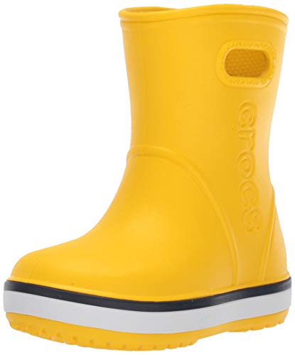 Crocs Crocband Rain Boot Kids, Botas de Agua Unisex Niños, Amarillo (Yellow/Navy 734), 32/33 EU