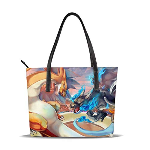 Cuero Bolso Poke Elf Mega Charizard Y VS Mega Charizard X Leather Tote Shoulder Bags Handbags For Women Girl Or Student