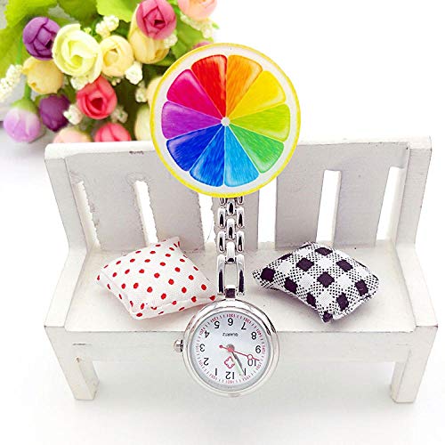 Cxypeng Enfermera Fob Relojes de Bolsillo,Estilo de Dibujos Animados de Animales, Luminosa Enfermera, Clip de Mesa, Cofre, Reloj de Bolsillo, Gris pálido Rosado,Reloj Médico de Bolsillo