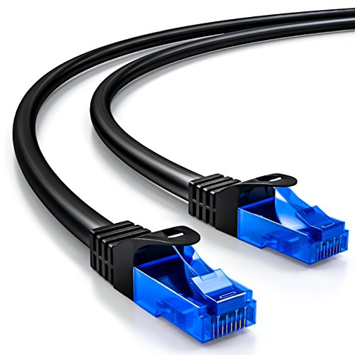 deleyCON 2m Cat.6 Ethernet Gigabit LAN Cable de Red RJ45 CAT6 Cable de Conexión U/UTP Compatible con Cat.5 Cat.5e Cat.6a Cat.7 - Negro