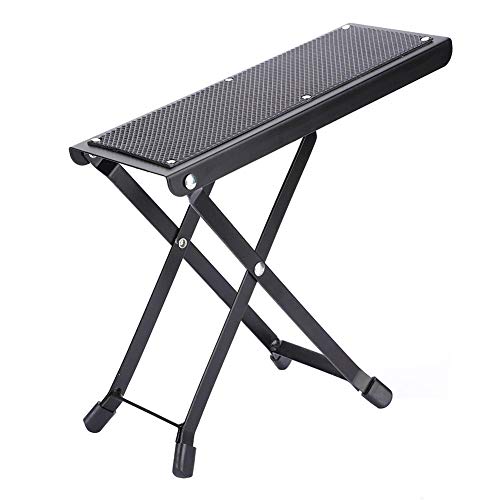 Dilwe Ajustable Reposapiés de Guitarra, 4 Posiciones Antideslizante Plegable Metal Taburete Reposapiés de Guitarra Soporte Pedal