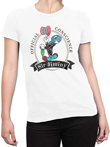 Disney Camiseta para Mujer Jiminy Cricket Blanco Talla Medium
