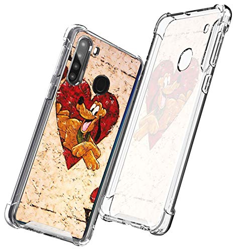 DISNEY COLLECTION Carcasa transparente diseñada para Samsung Galaxy A21 Disney Pluto con un corazón delgado a prueba de golpes y antiarañazos para Samsung Galaxy A21