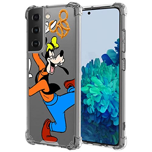 DISNEY COLLECTION Carcasa transparente diseñada para Samsung Galaxy S21, diseño de Disney Goofy Happy Slim Fit Delgado a prueba de golpes TPU resistente para Samsung Galaxy S21