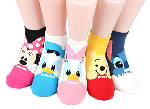 Disney Mug Sneakers Women's Socks 6 pairs Made in Korea (Micky,Minie,Donald,Daisy,Pooh,stitch)
