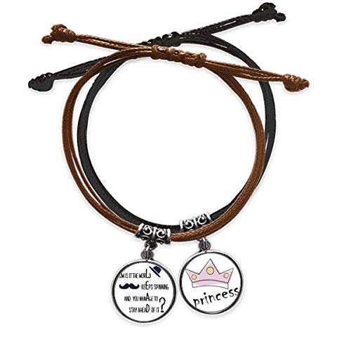 DIYthinker Pregunta a dirigentes Cita Famosa Pulsera Cuerda Mano Cadena Cuero Princesa Pulsera