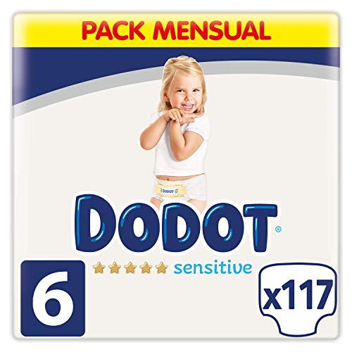 Dodot Sensitive - Pañales Talla 6, 13 kg+, 117 Unidades