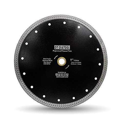DT-DIATOOL Disco Tronzador Diamante 230 mm x 22,23 mm/16 mm Hoja de Sierra con Malla Turbo para Corte de Porcelanico Azulejos Mármol Granito Cerámica