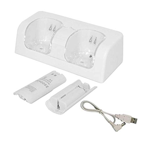 Dual Remoto Puerto de Carga Cargador Estación de Carga con 2 Recargable 2800mAh Baterías & Luz LED Indicador Base Dock para Juego Wii Controlador