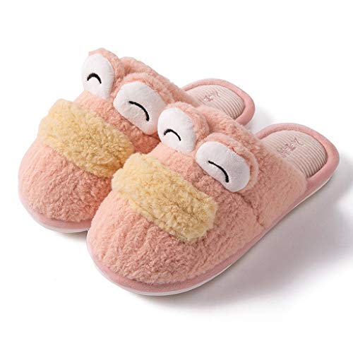 DYXYH Casa De Invierno Cálida para Mujeres Dormitorio Cálido Felpa Zapatos Antideslizantes Zapatillas Peludas De Interior para Mujer (Color : Pink, Size : 38-39)