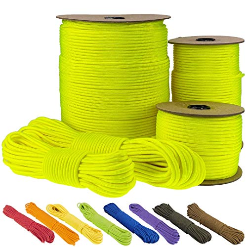 EDCX Paracord 550 - Cuerda de paracaídas tipo III Mil-Spec 7 hebras de supervivencia (amarillo suave, 50 m)