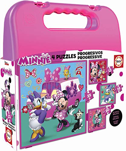 Educa- Minnie Ayudantes Felices Mickey and The Roadster Racers Maleta con Puzzles Progresivos, Multicolor (17638)