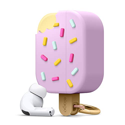 elago Funda Helado con Mosquetón Compatible con AirPods Pro Case - Premium Silicona, Funda 3D Cariño Divertido (Mora Azul)