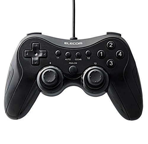 ELECOM-Japan Brand-Game Pad 12 Button High Endurance (Made by Japanese Maker) Vibration and Continuous Hitting Function Black JC-FU2912FBK