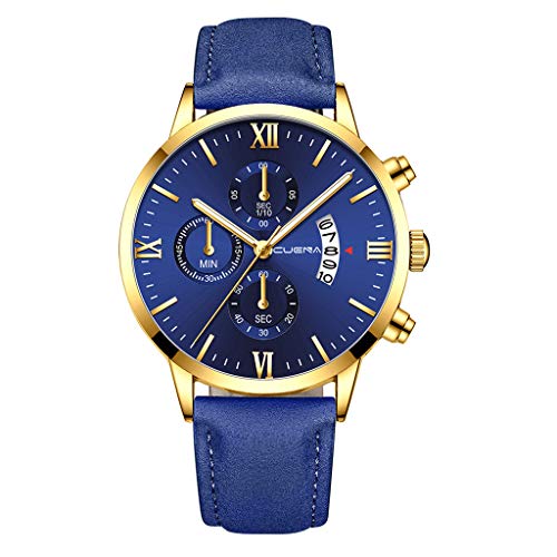 EVANA Relojes Hombre Acero Inoxidable Reloj de Pulsera marcar Moda Impermeable Clásicos Diseño Analogicos Cuero Reloj de Cuarzo para Hombre Unisexo Negocio Casual